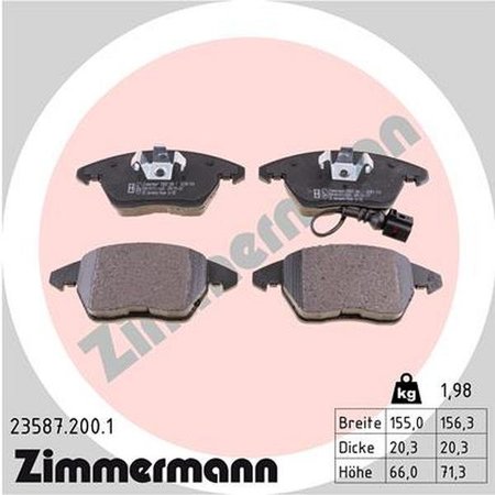 ZIMMERMANN Brake Pad Set, 235872001 235872001